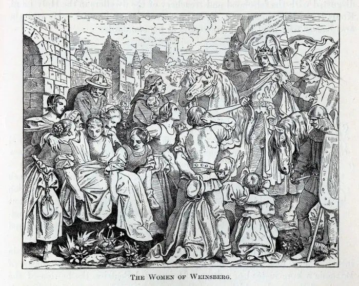 Framed Print : The Women of Weinsberg, 1882. Artist: Anonymous Framed Print : The Women of Weinsberg, 1882. Artist: Anonymous