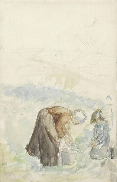 Two women working on the land, 1834-1911. Creator: Jozef Israels