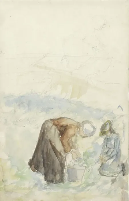 Framed Print : Two women working on the land, 1834-1911. Creator: Jozef Israels Framed Print : Two women working on the land, 1834-1911. Creator: Jozef Israels