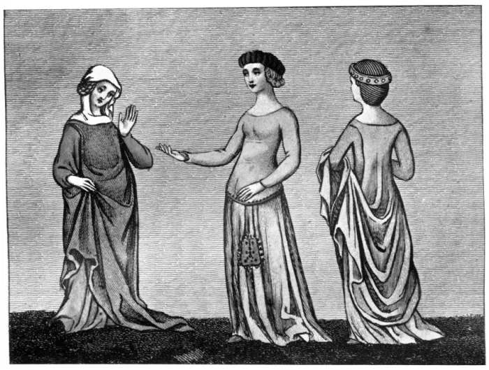 Framed Print : Womens dress, 14th century, (1910) Framed Print : Womens dress, 14th century, (1910)