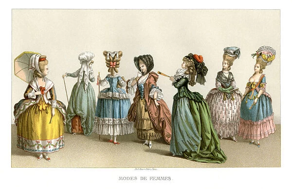 Womens fashions of the 18th century, (1885). Artist: Durin