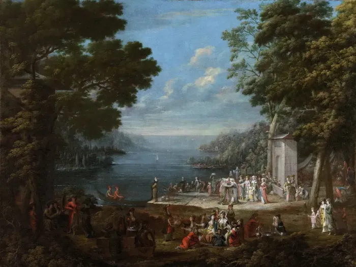 Framed Print : Womens Festival on the Bosphorus, 1737. Artist: Vanmour (Van Mour), Jean-Baptiste (1671-1737) Framed Print : Womens Festival on the Bosphorus, 1737. Artist: Vanmour (Van Mour), Jean-Baptiste (1671-1737)