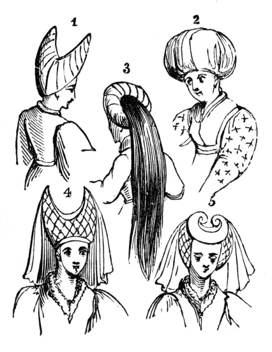 Framed Print : Womens headdresses, 15th century, (1910) Framed Print : Womens headdresses, 15th century, (1910)