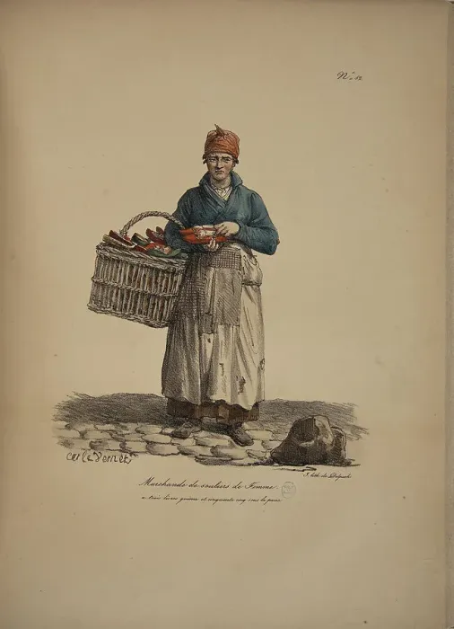 Framed Print : Women's Shoes seller. From the Series Cris de Paris (The Cries of Paris), 1815. Creator: Vernet, Carle (1758-1836). Women's Shoes seller. From the Series Cris de Paris (The Cries of Paris), 1815. Creator: Vernet, Carle (1758-1836) Framed Print : Women's Shoes seller. From the Series Cris de Paris (The Cries of Paris), 1815. Creator: Vernet, Carle (1758-1836). Women's Shoes seller. From the Series Cris de Paris (The Cries of Paris), 1815. Creator: Vernet, Carle (1758-1836)