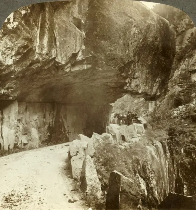 Framed Print : The wonderful Bratlandsdal road, blasted through mountain walls of solid rock, Norway, c1905 Framed Print : The wonderful Bratlandsdal road, blasted through mountain walls of solid rock, Norway, c1905