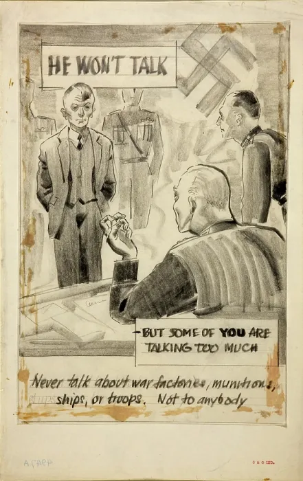 Framed Print : He won't talk - but some of you are talking too much... WWII poster, between 1939 and 1946 Framed Print : He won't talk - but some of you are talking too much... WWII poster, between 1939 and 1946