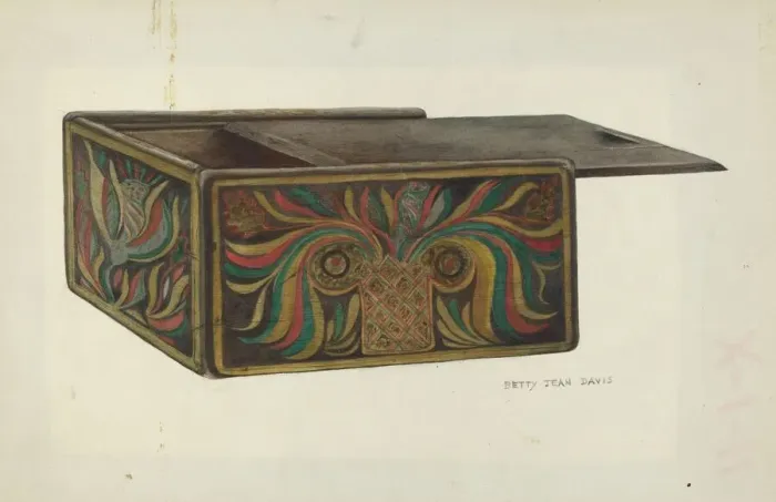 Framed Print : Wood Box, c. 1953. Creator: Betty Jean Davis Framed Print : Wood Box, c. 1953. Creator: Betty Jean Davis