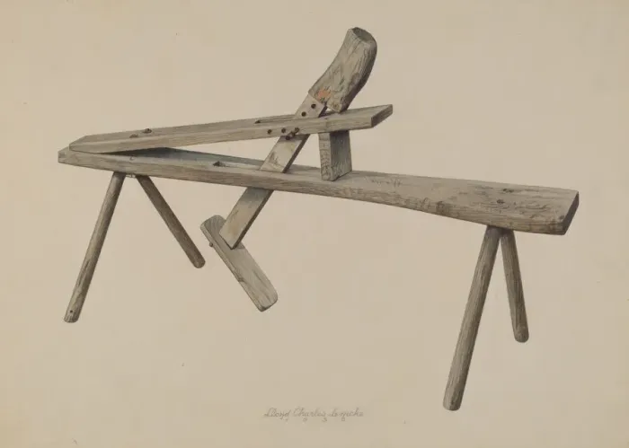 Framed Print : Wood Carvers Bench, 1938. Creator: Lloyd Charles Lemcke Framed Print : Wood Carvers Bench, 1938. Creator: Lloyd Charles Lemcke