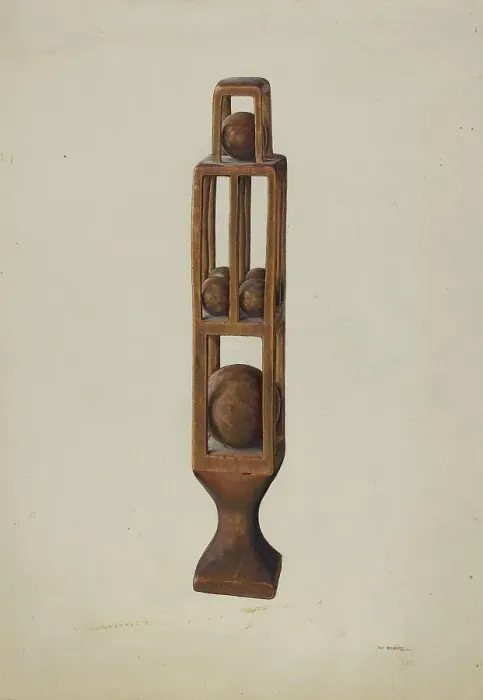 Framed Print : Wood Carving of 6 Balls, 1935 / 1942. Creator: Alf Bruseth Framed Print : Wood Carving of 6 Balls, 1935 / 1942. Creator: Alf Bruseth