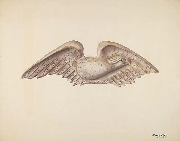 Wood Carving - Eagle, c. 1941. Creator: Harry King