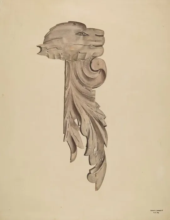 Framed Print : Wood Carving - Profile Face, c. 1939. Creator: Gerard Barnett Framed Print : Wood Carving - Profile Face, c. 1939. Creator: Gerard Barnett