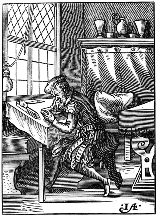 Framed Print : Wood engraver, 16th century (1849). Artist: Jost Amman Framed Print : Wood engraver, 16th century (1849). Artist: Jost Amman