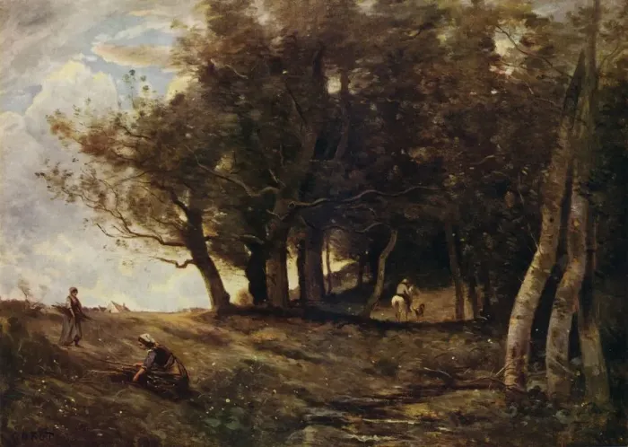 Framed Print : The Wood Gatherers, c1843. Artist: Jean-Baptiste-Camille Corot Framed Print : The Wood Gatherers, c1843. Artist: Jean-Baptiste-Camille Corot