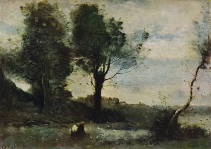 Framed Print : Wood Gatherers, c1865, (1913). Artist: Jean-Baptiste-Camille Corot Framed Print : Wood Gatherers, c1865, (1913). Artist: Jean-Baptiste-Camille Corot