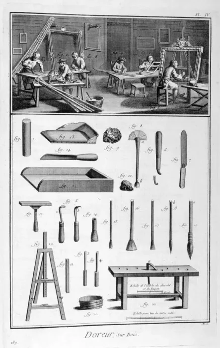 Framed Print : Wood gilders, 1751-1777 Framed Print : Wood gilders, 1751-1777