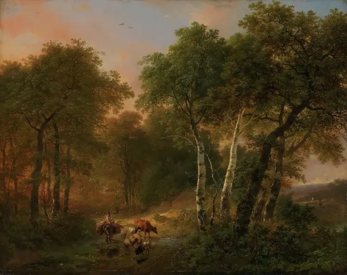 Framed Print : Wood Landscape with Animals, 1836. Creator: Eugene Verboeckhoven Framed Print : Wood Landscape with Animals, 1836. Creator: Eugene Verboeckhoven