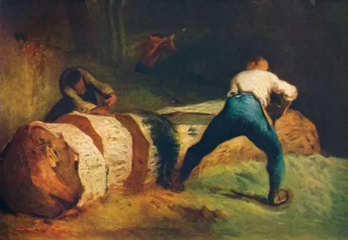Framed Print : The Wood Sawyers; Les scieurs de long, c1850, (1911). Artist: Jean Francois Millet Framed Print : The Wood Sawyers; Les scieurs de long, c1850, (1911). Artist: Jean Francois Millet