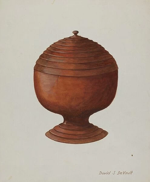 Wood Sugar Bowl, c. 1941. Creator: Davids De Vault
