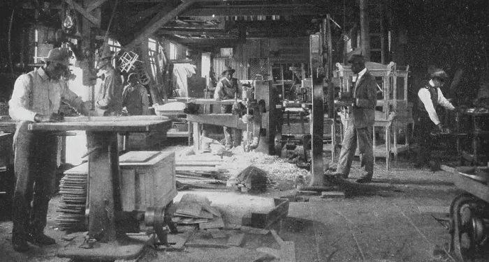Framed Print : Wood-turning machinery, 1904. Creator: Frances Benjamin Johnston Framed Print : Wood-turning machinery, 1904. Creator: Frances Benjamin Johnston