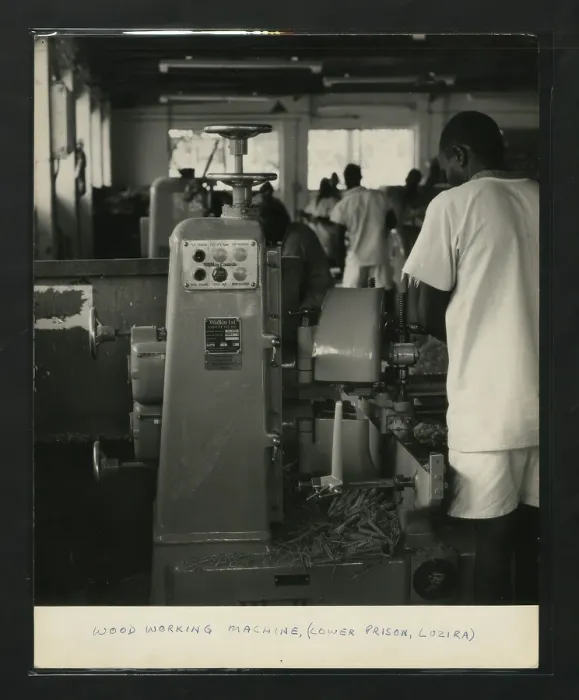 Framed Print : Wood Working Machine, Lower Prison, Luzira, Kampala, Uganda, c1950s. Creator: Unknown Framed Print : Wood Working Machine, Lower Prison, Luzira, Kampala, Uganda, c1950s. Creator: Unknown