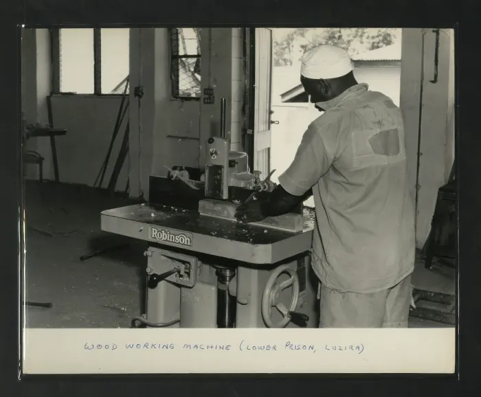 Framed Print : Wood Working Machine, Lower Prison, Luzira, Kampala, Uganda, c1950s. Creator: Unknown Framed Print : Wood Working Machine, Lower Prison, Luzira, Kampala, Uganda, c1950s. Creator: Unknown