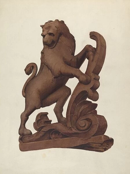 Woodcarving of a Lion, c. 1937. Creator: Alice Stearns