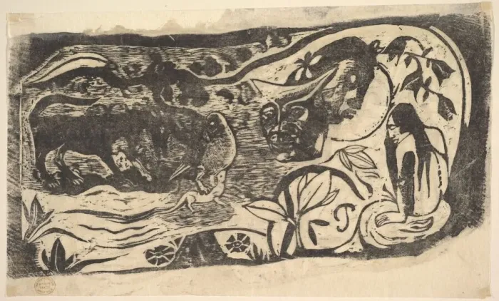 Framed Print : Woodcut with a Horned Head, 1898-99. Creator: Paul Gauguin Framed Print : Woodcut with a Horned Head, 1898-99. Creator: Paul Gauguin
