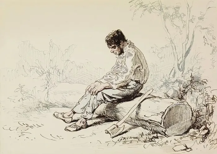Framed Print : Woodcutter, 1855-1857. Creator: Paul Gavarni Framed Print : Woodcutter, 1855-1857. Creator: Paul Gavarni