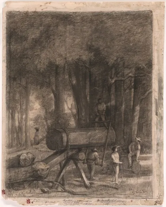 Framed Print : The Woodcutters, 1860. Creator: Gustave Courbet Framed Print : The Woodcutters, 1860. Creator: Gustave Courbet