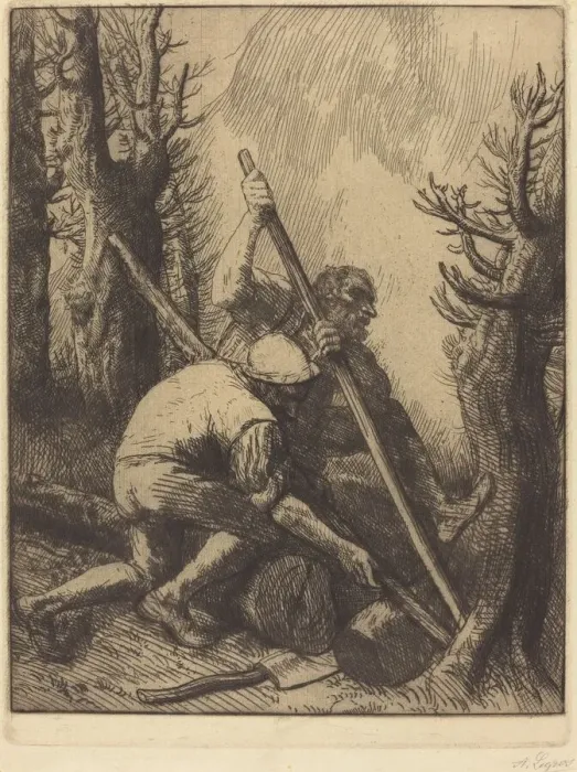 Framed Print : Woodcutters, 3rd plate (Les bucherons). Creator: Alphonse Legros Framed Print : Woodcutters, 3rd plate (Les bucherons). Creator: Alphonse Legros