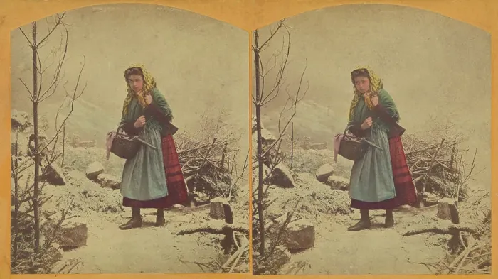 Framed Print : Woodcutters daughter (evening). about 1860. Creator: Unknown Framed Print : Woodcutters daughter (evening). about 1860. Creator: Unknown