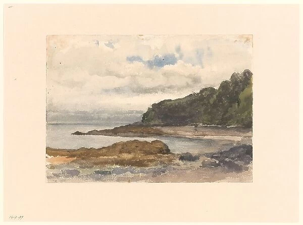 Wooded coast of a lake, 1845-1925. Creator: Julius Jacobus van de Sande Bakhuyzen