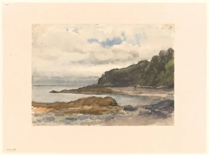 Framed Print : Wooded coast of a lake, 1845-1925. Creator: Julius Jacobus van de Sande Bakhuyzen Framed Print : Wooded coast of a lake, 1845-1925. Creator: Julius Jacobus van de Sande Bakhuyzen