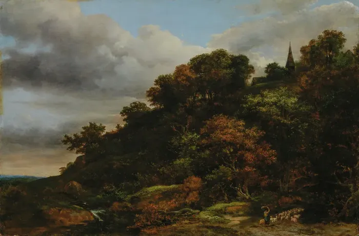 Framed Print : A wooded hill, 1648-1682. Creator: Jacob van Ruisdael Framed Print : A wooded hill, 1648-1682. Creator: Jacob van Ruisdael