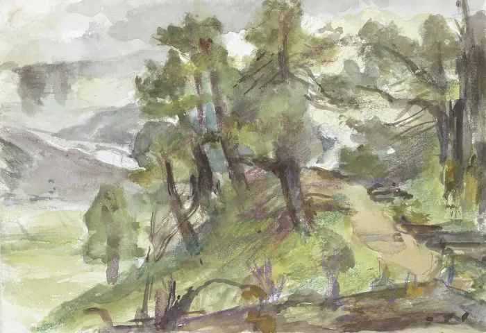 Framed Print : Wooded hilly landscape, 1834-1911. Creator: Jozef Israels Framed Print : Wooded hilly landscape, 1834-1911. Creator: Jozef Israels