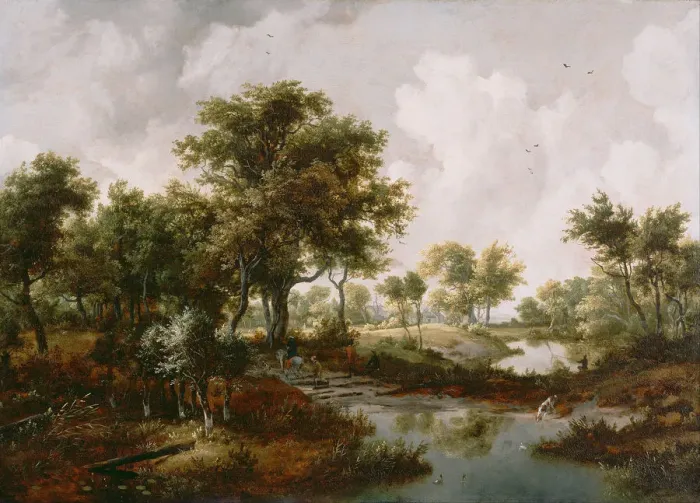 Framed Print : A Wooded Landscape, 1667. Artist: Hobbema, Meindert (1638-1709) Framed Print : A Wooded Landscape, 1667. Artist: Hobbema, Meindert (1638-1709)