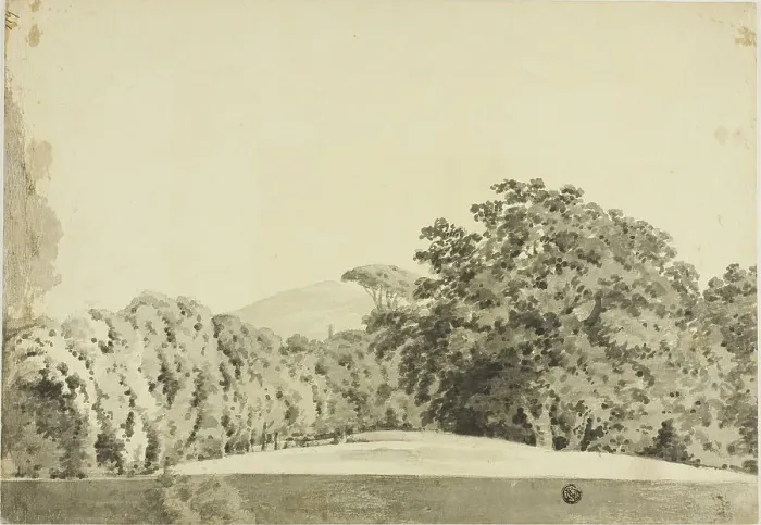 Framed Print : Wooded Landscape, 1754 / 97. Creator: Joseph Wright of Derby Framed Print : Wooded Landscape, 1754 / 97. Creator: Joseph Wright of Derby