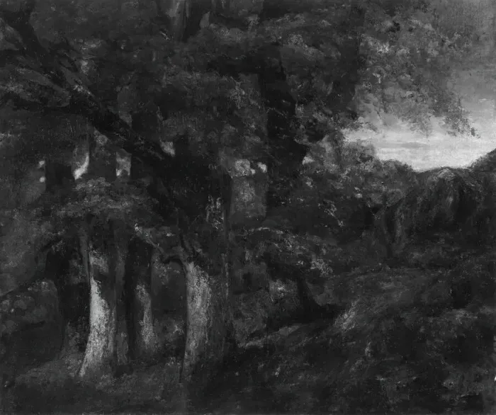 Framed Print : Wooded Landscape, 1819 / 77. Creator: Gustave Courbet Framed Print : Wooded Landscape, 1819 / 77. Creator: Gustave Courbet