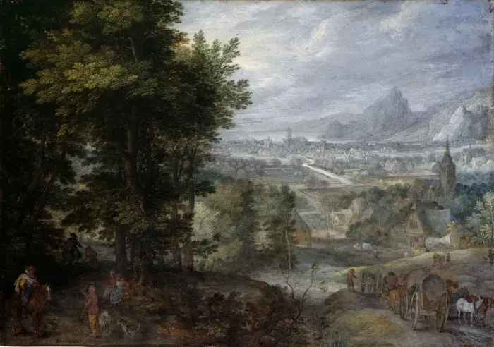 Framed Print : A Wooded Landscape. Artist: Brueghel, Jan, the Elder (1568-1625) Framed Print : A Wooded Landscape. Artist: Brueghel, Jan, the Elder (1568-1625)