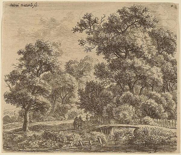 Wooded Landscape with a Bridge. Creator: Anthonie Waterloo