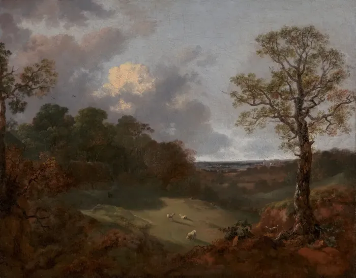 Framed Print : Wooded Landscape with a Cottage and Shepherd, 1748 to 1750. Creator: Thomas Gainsborough Framed Print : Wooded Landscape with a Cottage and Shepherd, 1748 to 1750. Creator: Thomas Gainsborough