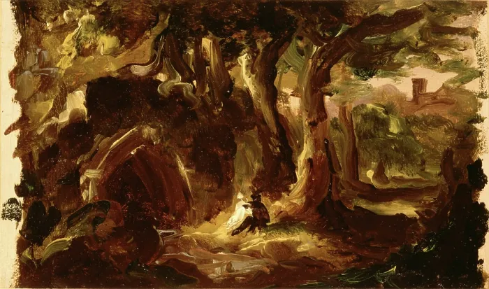 Framed Print : Wooded Landscape with Figures, 1837 or 1838. Creator: Thomas Cole Framed Print : Wooded Landscape with Figures, 1837 or 1838. Creator: Thomas Cole