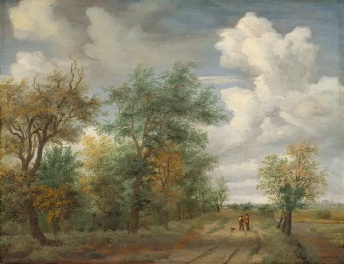 Framed Print : Wooded Landscape with Figures, c. 1658. Creator: Meindert Hobbema Framed Print : Wooded Landscape with Figures, c. 1658. Creator: Meindert Hobbema