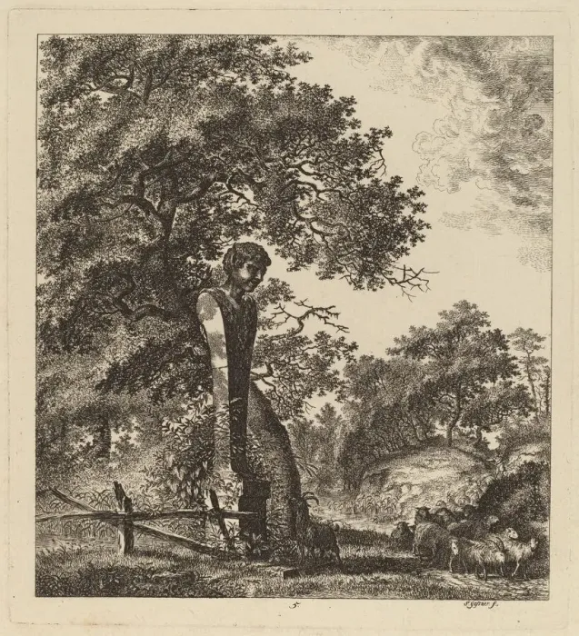Framed Print : Wooded Landscape with a Herd of Goats and a Herm, 1764. Creator: Salomon Gessner Framed Print : Wooded Landscape with a Herd of Goats and a Herm, 1764. Creator: Salomon Gessner