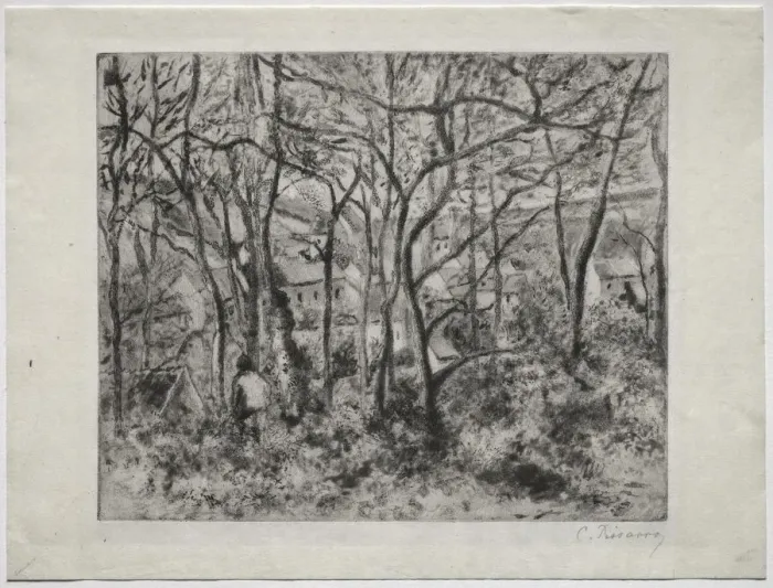 Framed Print : Wooded Landscape at LHermitage, Pontoise, 1879. Creator: Camille Pissarro (French, 1830-1903) Framed Print : Wooded Landscape at LHermitage, Pontoise, 1879. Creator: Camille Pissarro (French, 1830-1903)