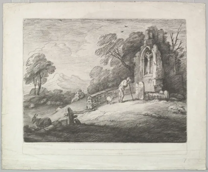Framed Print : Wooded Landscape with a Peasant Reading a Tombstone, Rustic Lovers and a Ruined Framed Print : Wooded Landscape with a Peasant Reading a Tombstone, Rustic Lovers and a Ruined