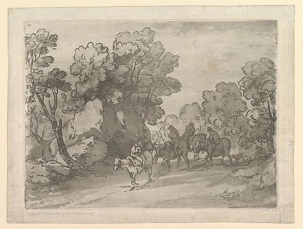 Wooded Landscape with Riders, August 1, 1797. Creator: Thomas Gainsborough