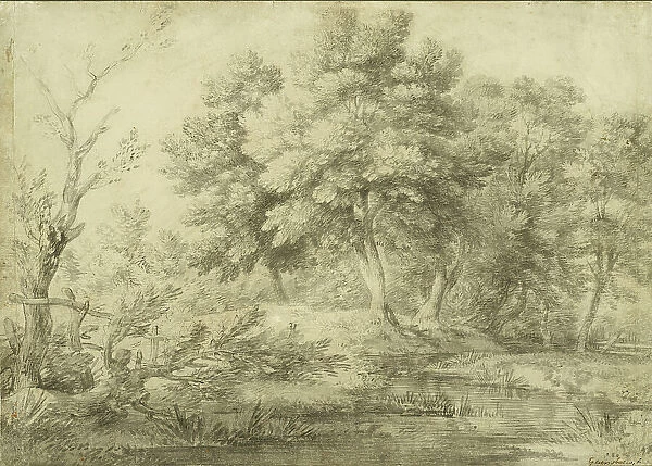 Wooded Landscape with Stream, 1750-59. Creator: Thomas Gainsborough