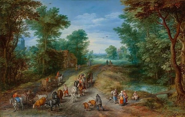 Wooded Landscape with Travelers, 1610. Creator: Jan Brueghel the Elder