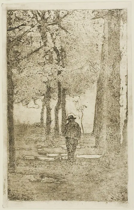 Framed Print : Wooded Walk with Figure, n.d. Creator: Giovanni Fattori Framed Print : Wooded Walk with Figure, n.d. Creator: Giovanni Fattori